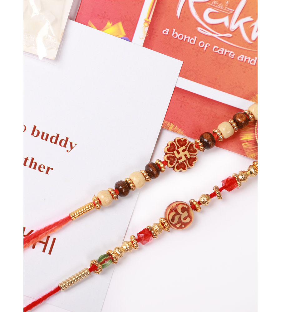 YouBella 2 Rakhi and 2 Greeting Card Combo for Brother (Multi-Colour) (YBRK_95)